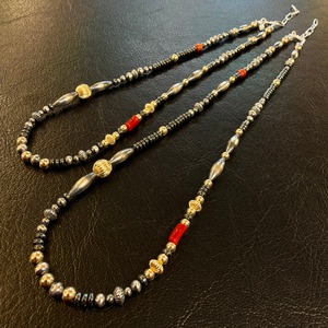 ブライト（Bright）ネックレス（Wave S Hematite) 血赤珊瑚 45〜50cm