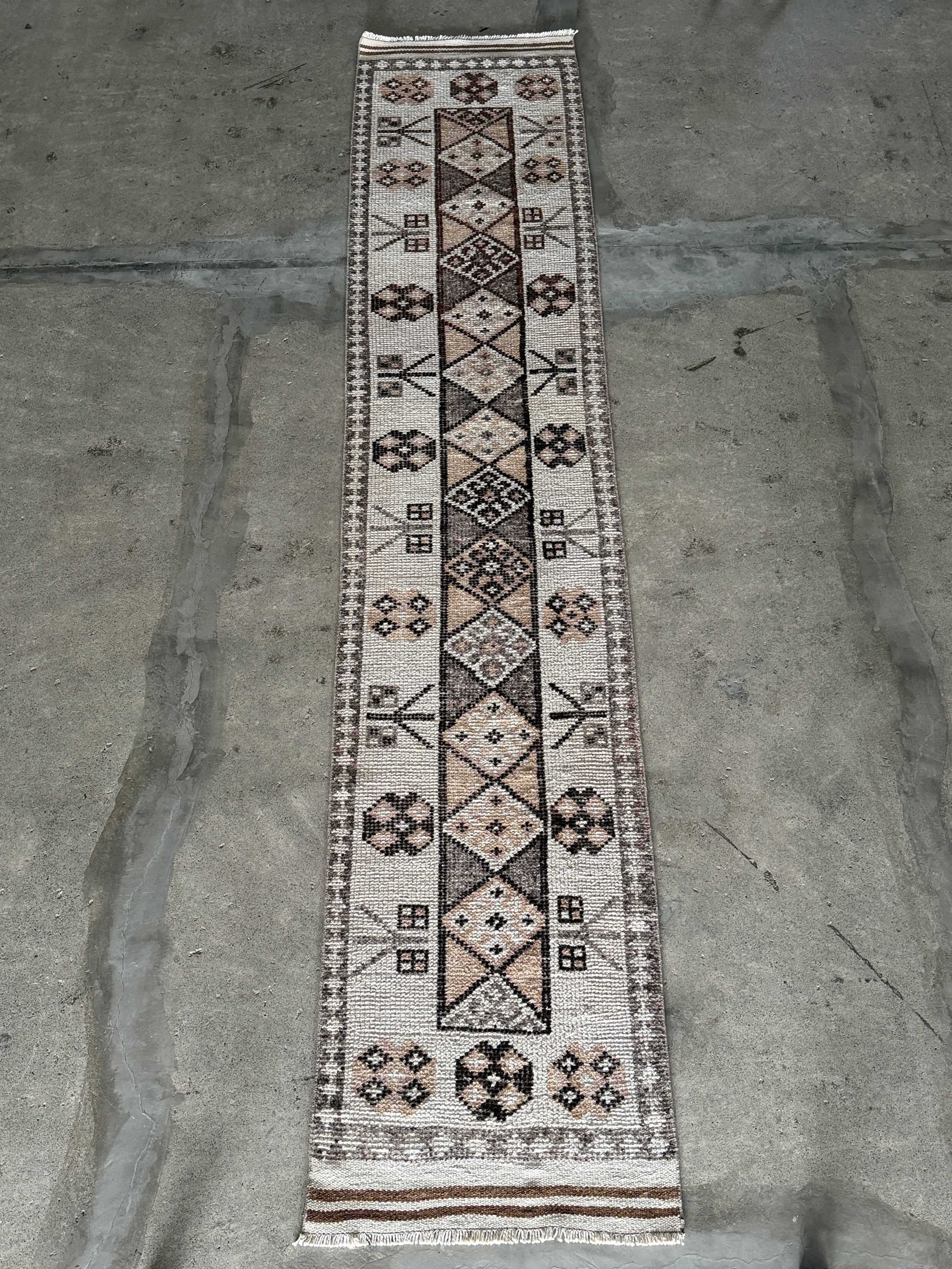 【送料込み】ヴィンテージ トルコラグ ヘルキ絨毯 78×377 TRB3890