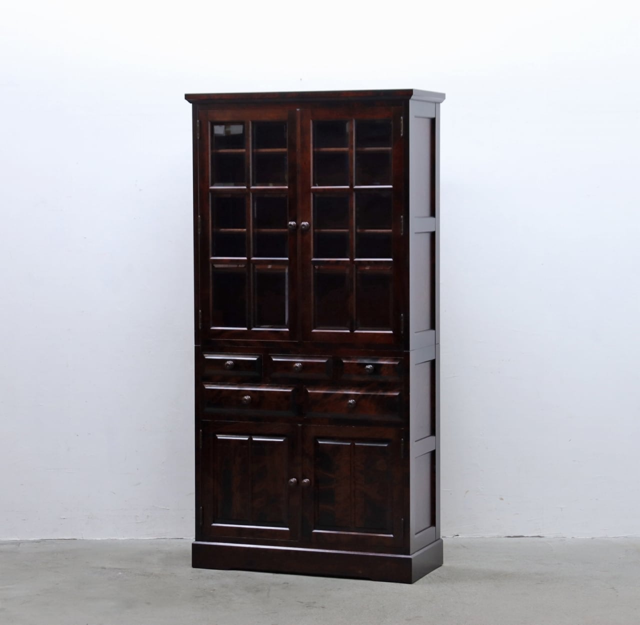 北海道民芸家具 アンティーク 木製 キャビネット 食器棚 飾り棚 HM160K