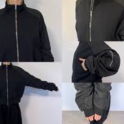【受注予約:10月上旬入荷予定】Gather Sleeve W zip MA‑1/black