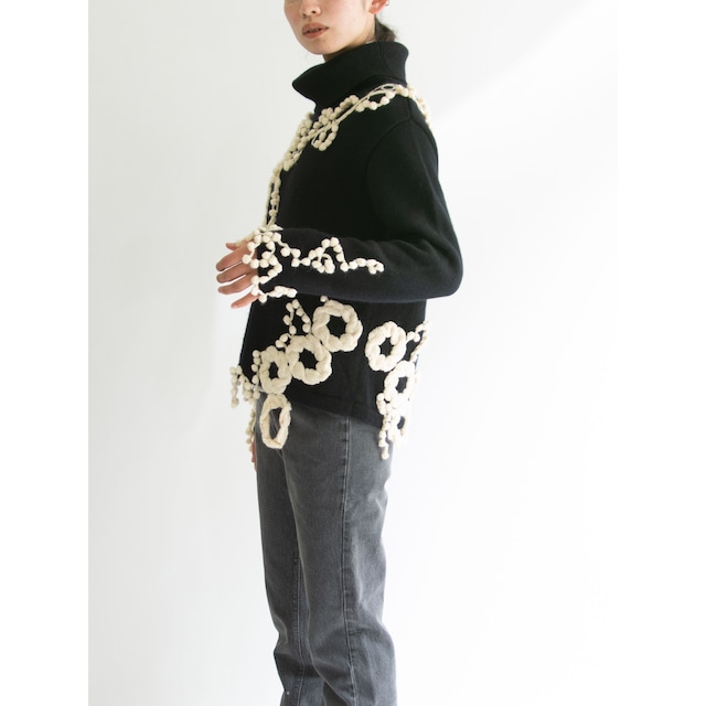 【MADAME NICOLE】Made in China 80-90's 100% Wool High Neck Sweater（マダムニコル 中国製 ハイネックウールセーター ニットプルオーバー）