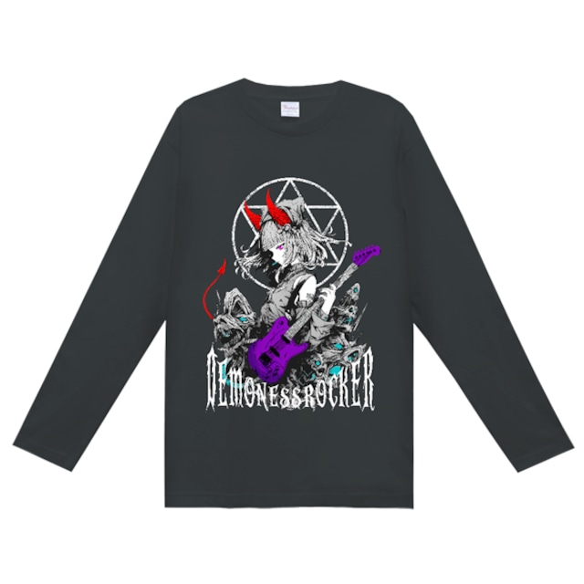 ★【lunalyオリジナル】DEMONESSROCKERロングスリーブブラックTシャツ（ori_0057）