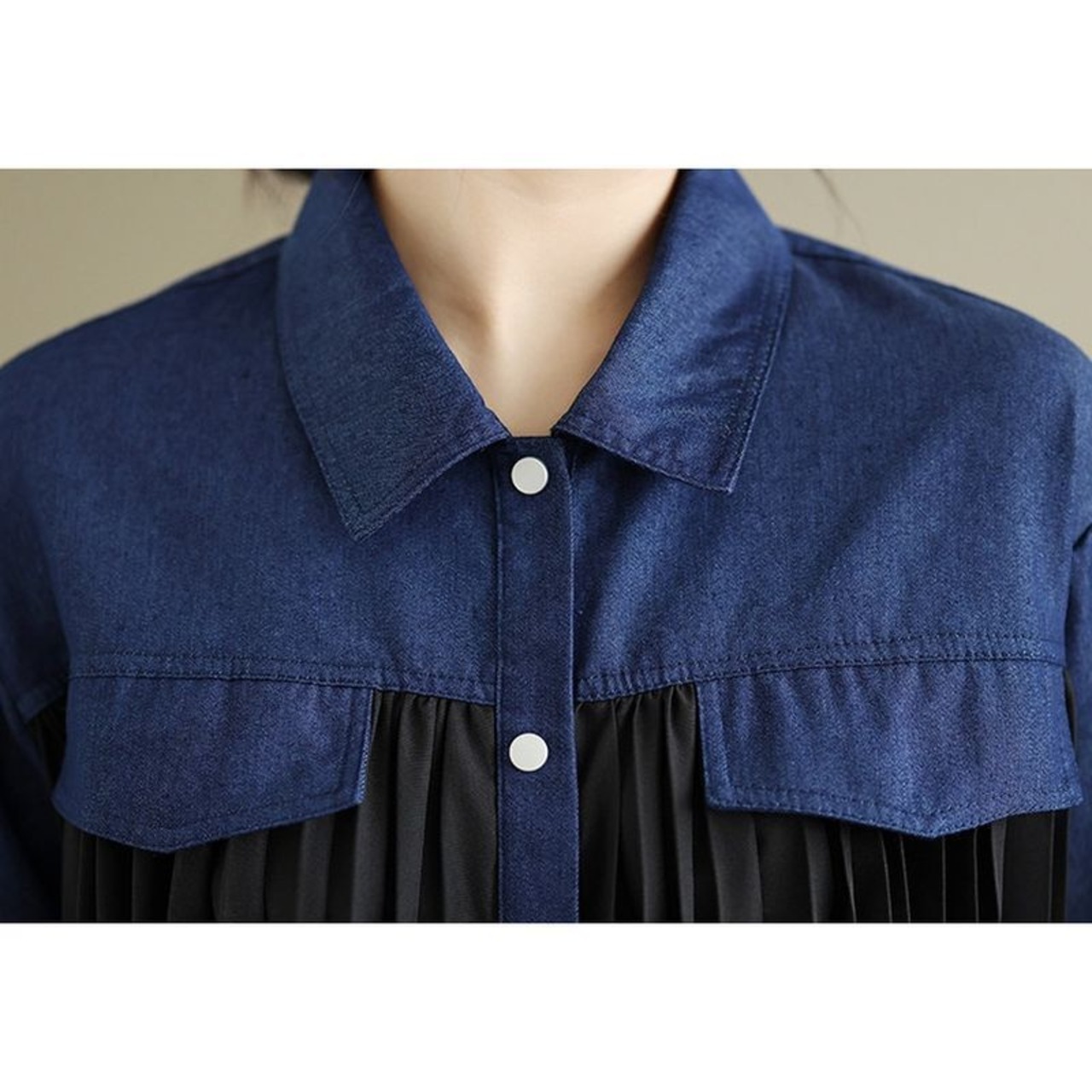 プリーツ 切替 デザイン シャツ  00360