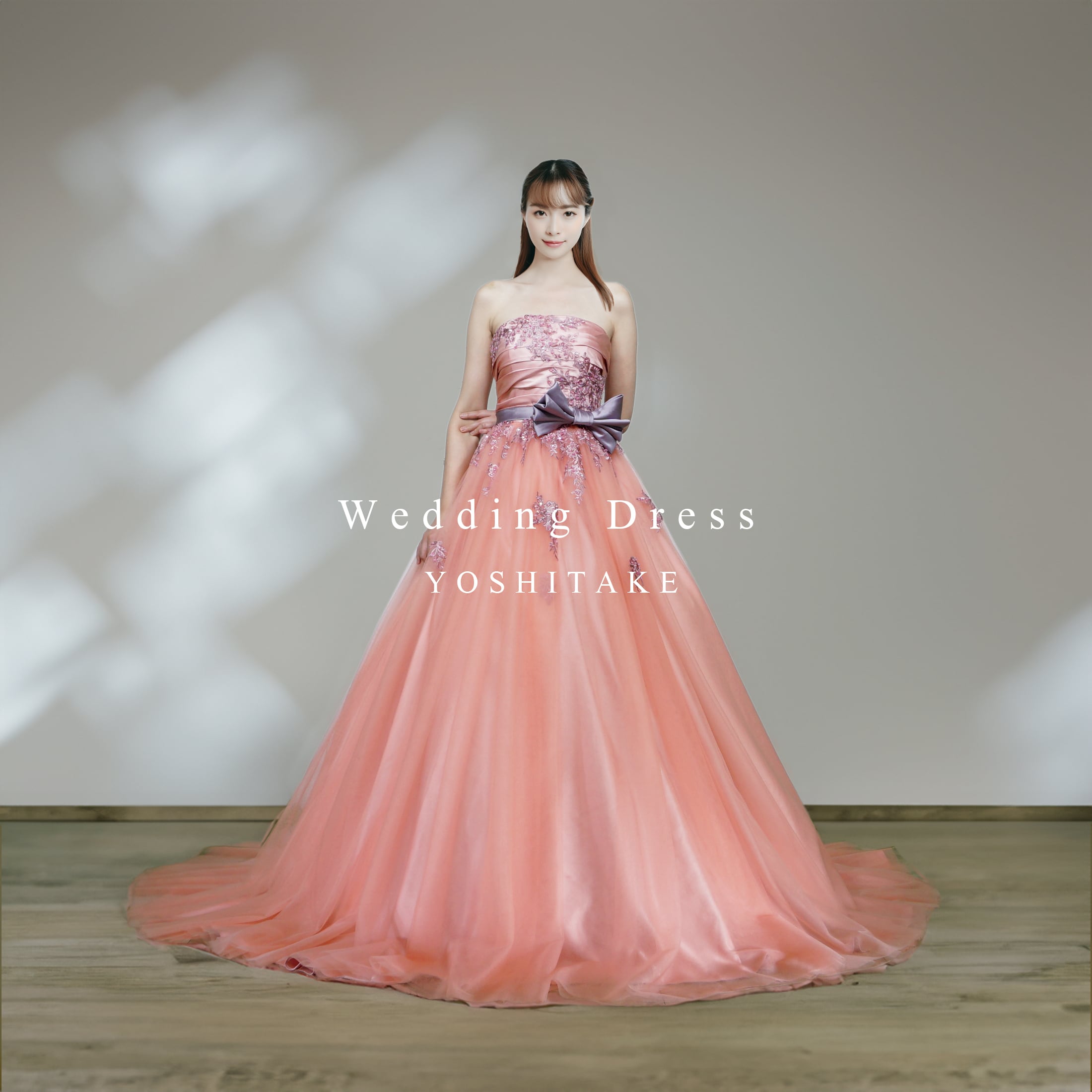 【オーダー制作】ウエディングドレス(無料パニエ) 	ウエディングドレス.ピンク.カラードレス.チュール.レース&ビジュー	※制作期間4週間から8週間	Y1653