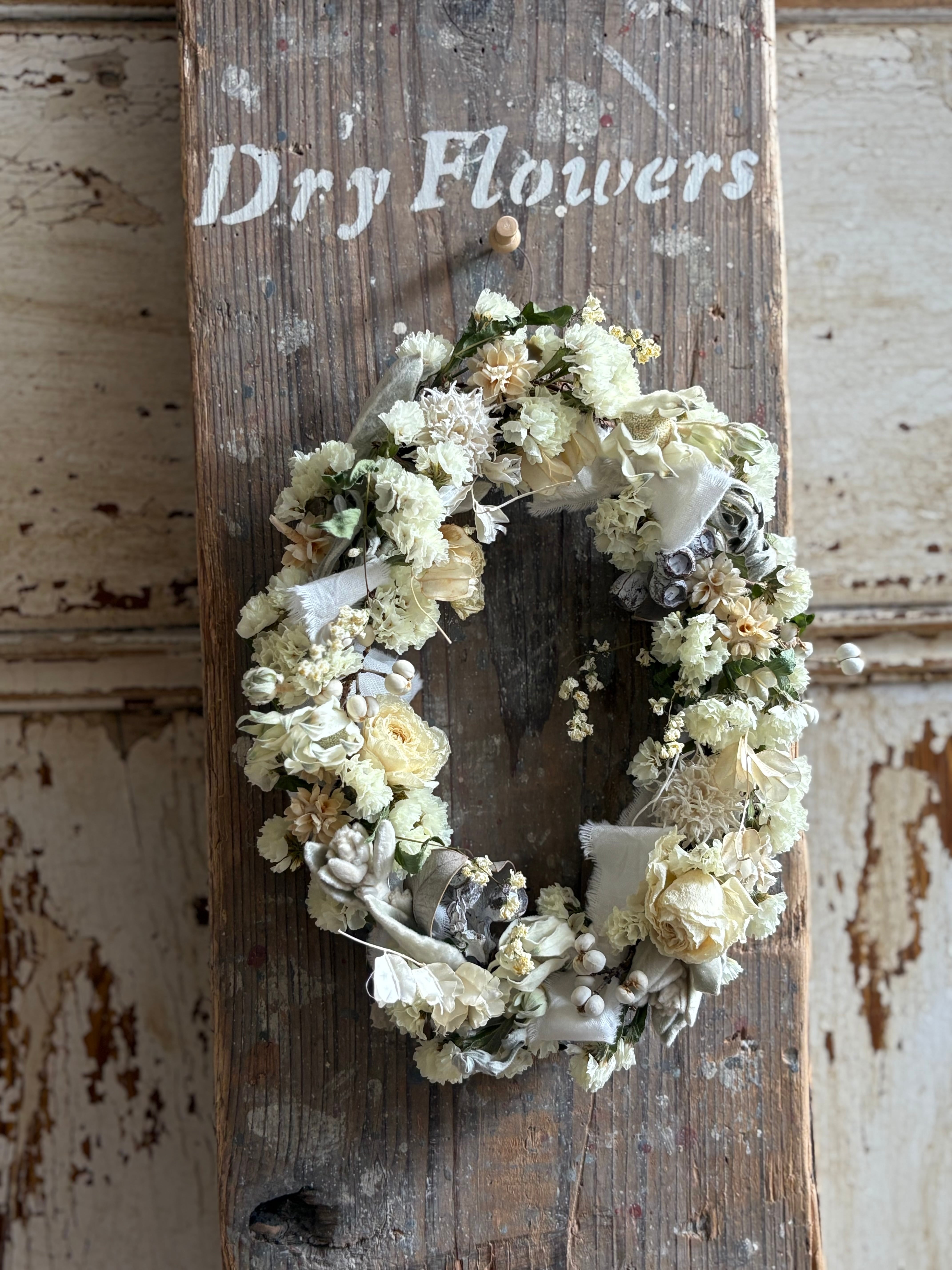 受注制作】白いオーバルリース | kinote dried flowers