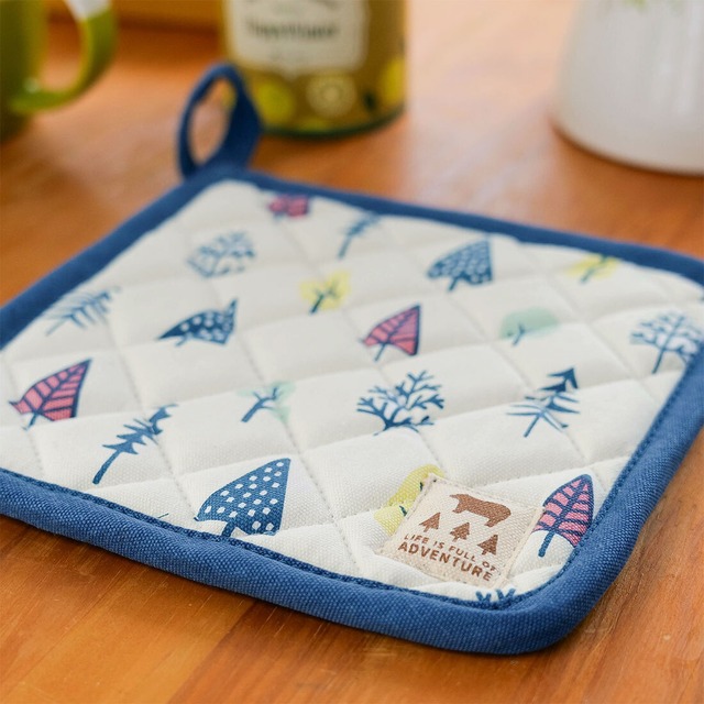 コットン鍋敷き・ツリー(ブルー・グリーン)