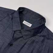 LANVIN COLLECTION ランバン 背中ギャザー デザイン リネン混 半袖シャツ サイズ LB /メンズ/ジョイックス/インディゴ系