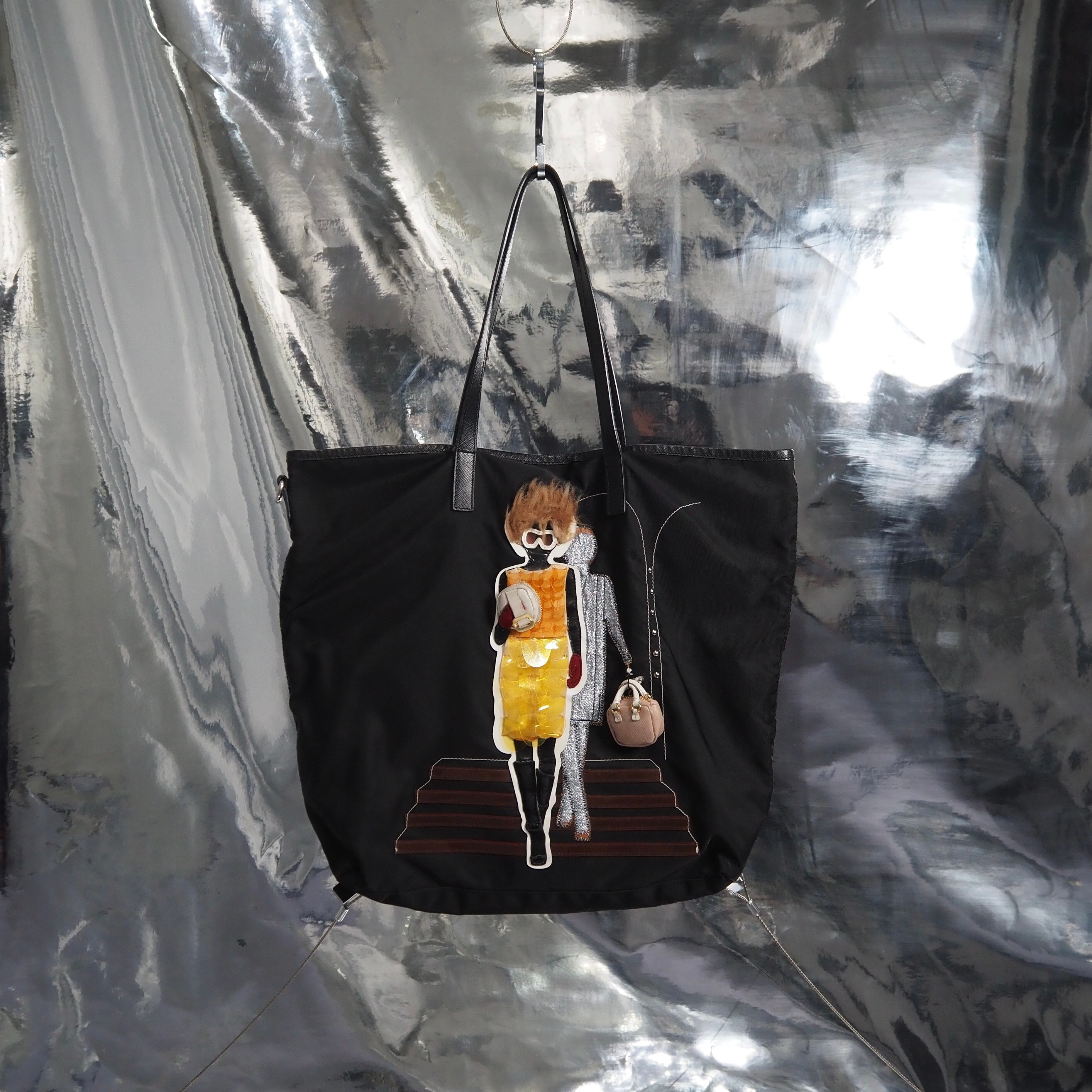 PRADA ロボットシリーズトートバッグ ナイロン レザー ブラック プラダ