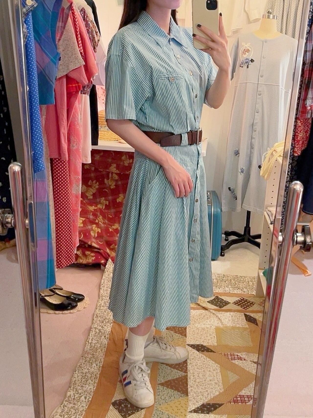 green stripe shirt one-piece