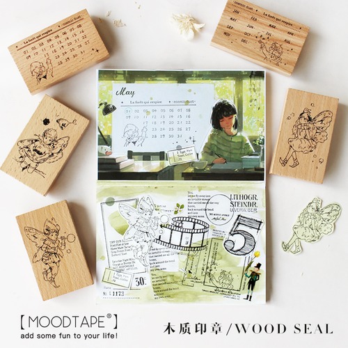 MOT309 moodtape【小精灵】木製スタンプ 5種