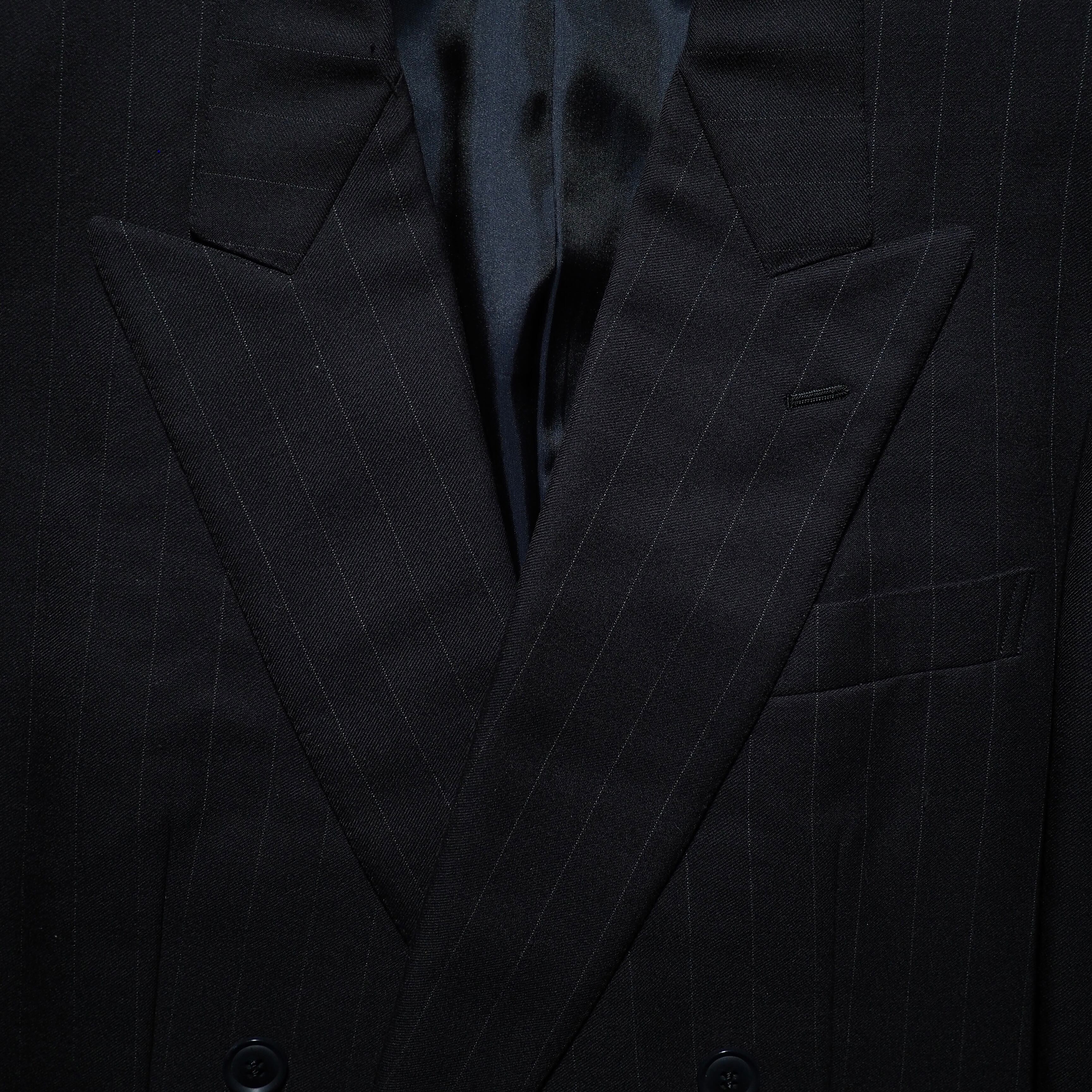 1980 - 90s Beautiful Black stripe vintage Double tailored jacket