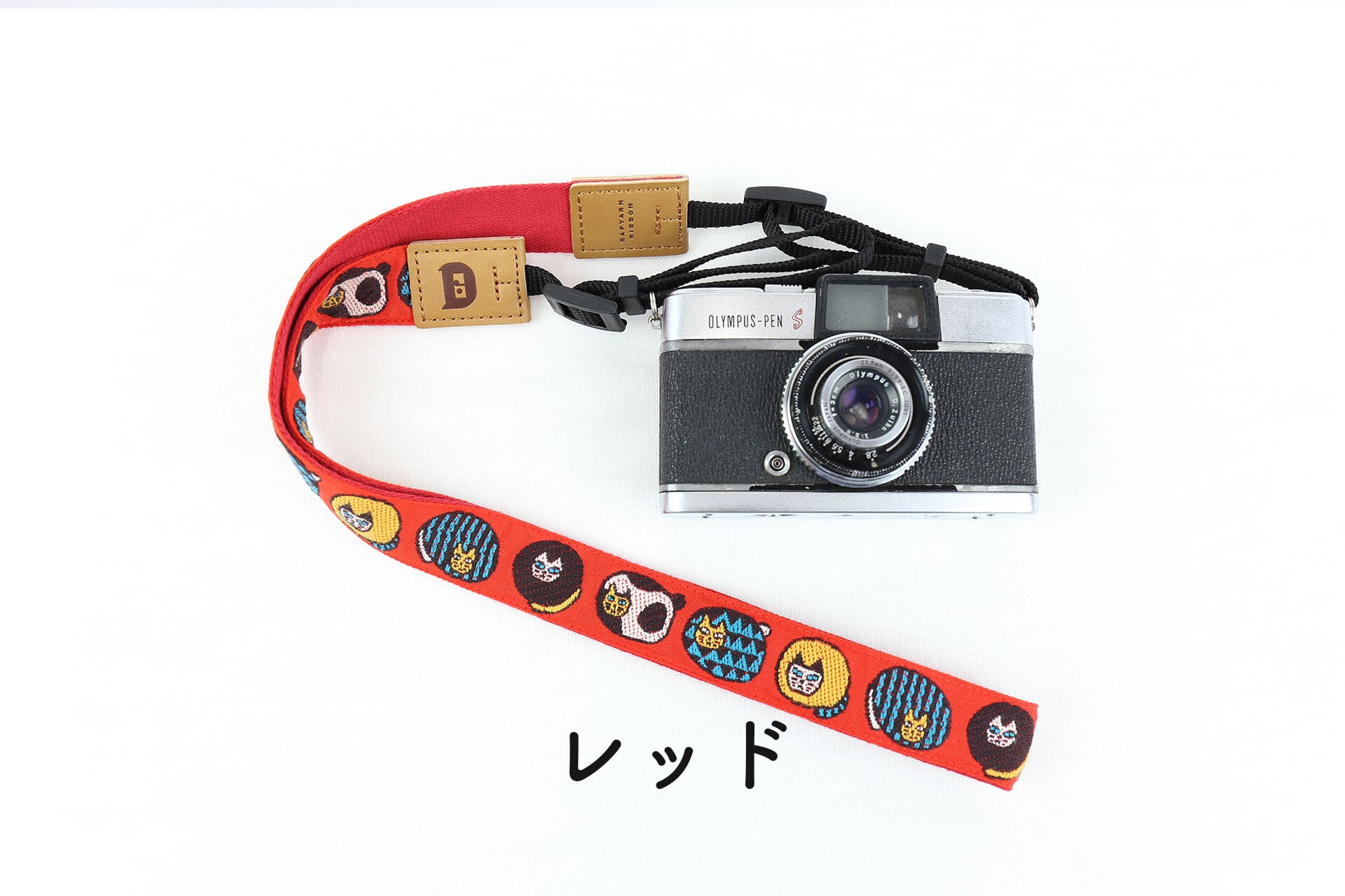 全3色 まんまる猫柄 オリボンカメラストラップ | レピヤンリボン