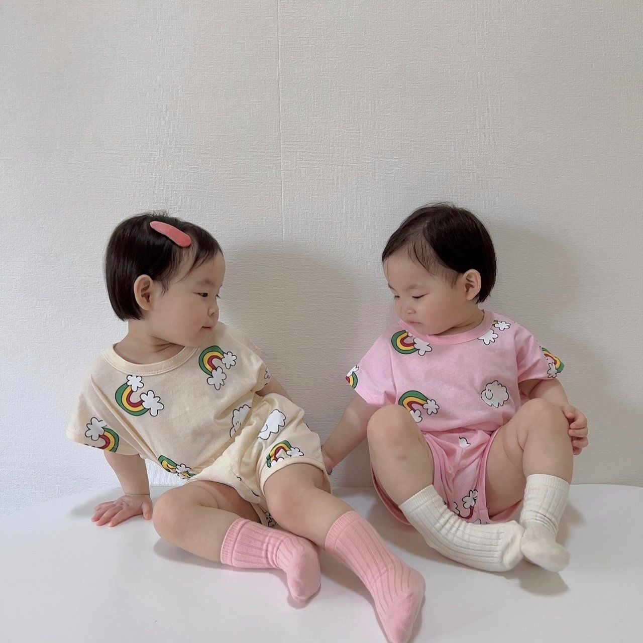 [Moran bebe] Rainbow cloud set / [모란] 무지개구름상하