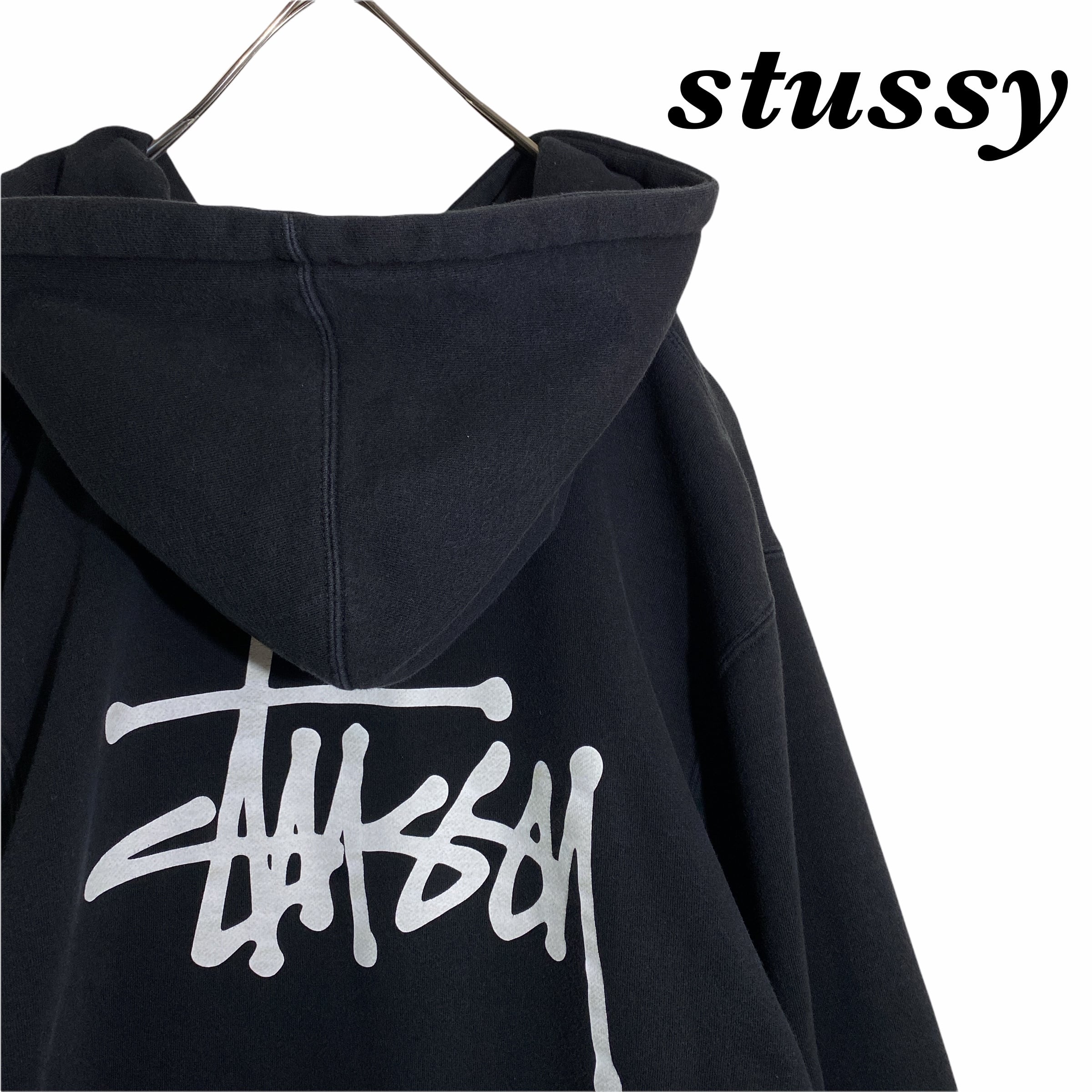 【人気デザイン】stussy ステューシー バックロゴパーカーブラック Lサイズ