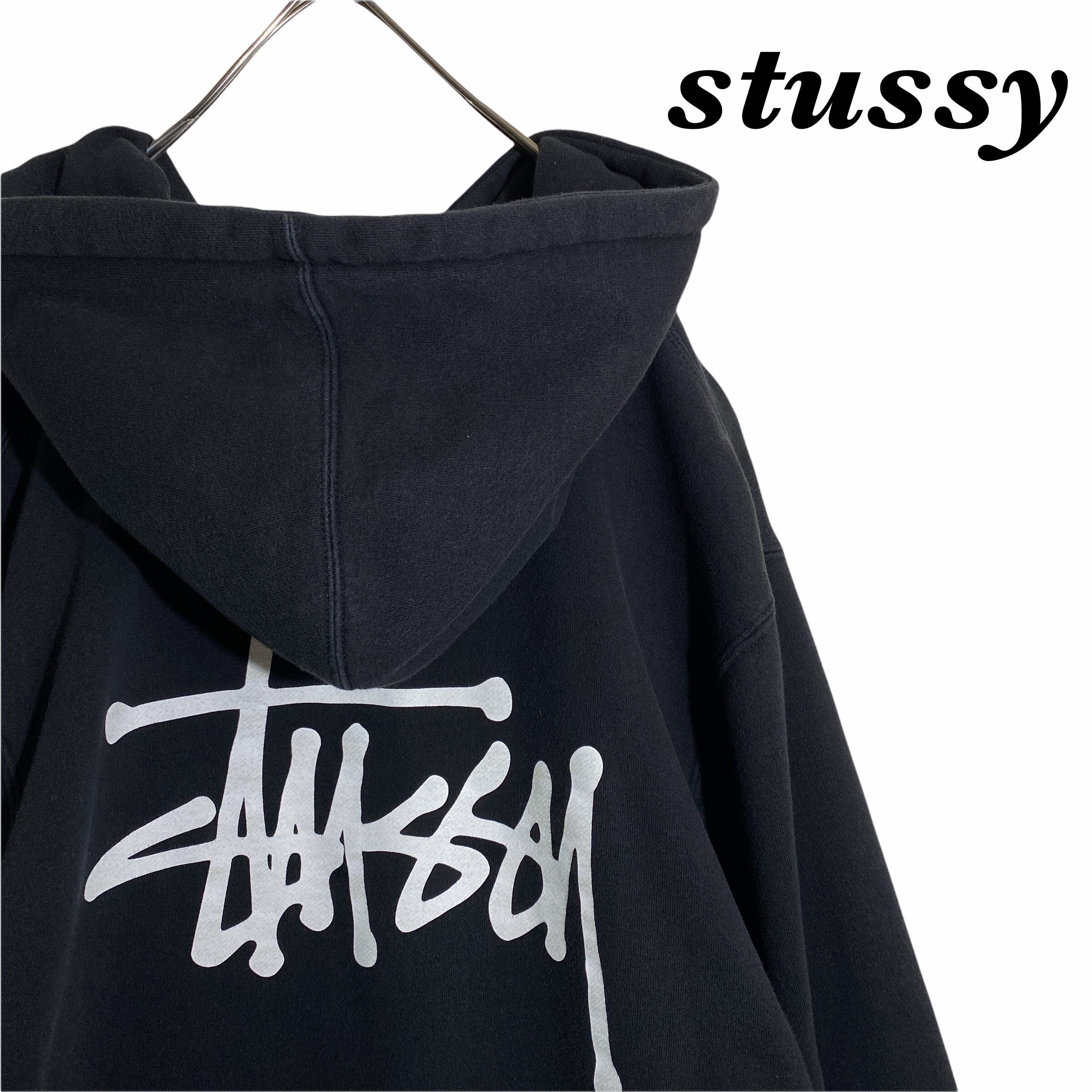 人気デザイン】stussy ステューシー バックロゴパーカーブラック L