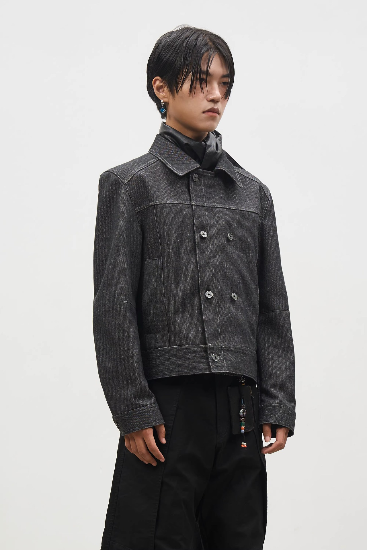 SOUTHFISH Double-Breasted Raw Denim Jacket