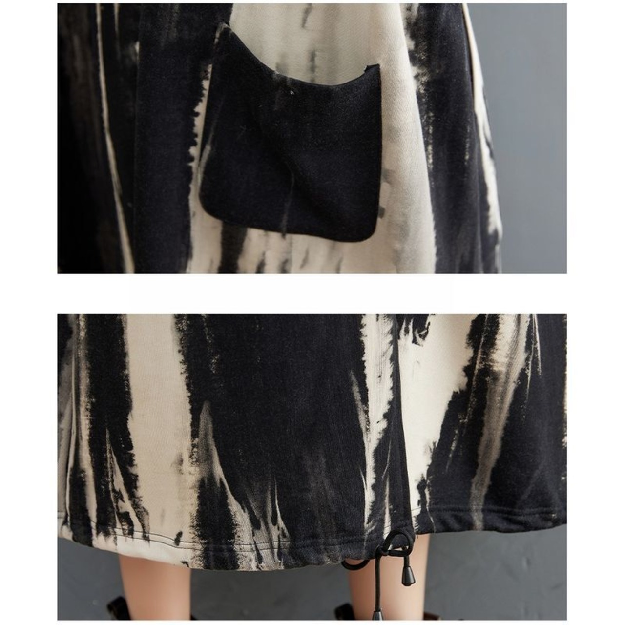 アート柄 切替 ロングアウター 60077