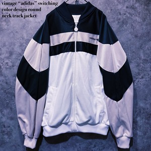 【 doppio】vintage “adidas” switching color design round neck track jacket