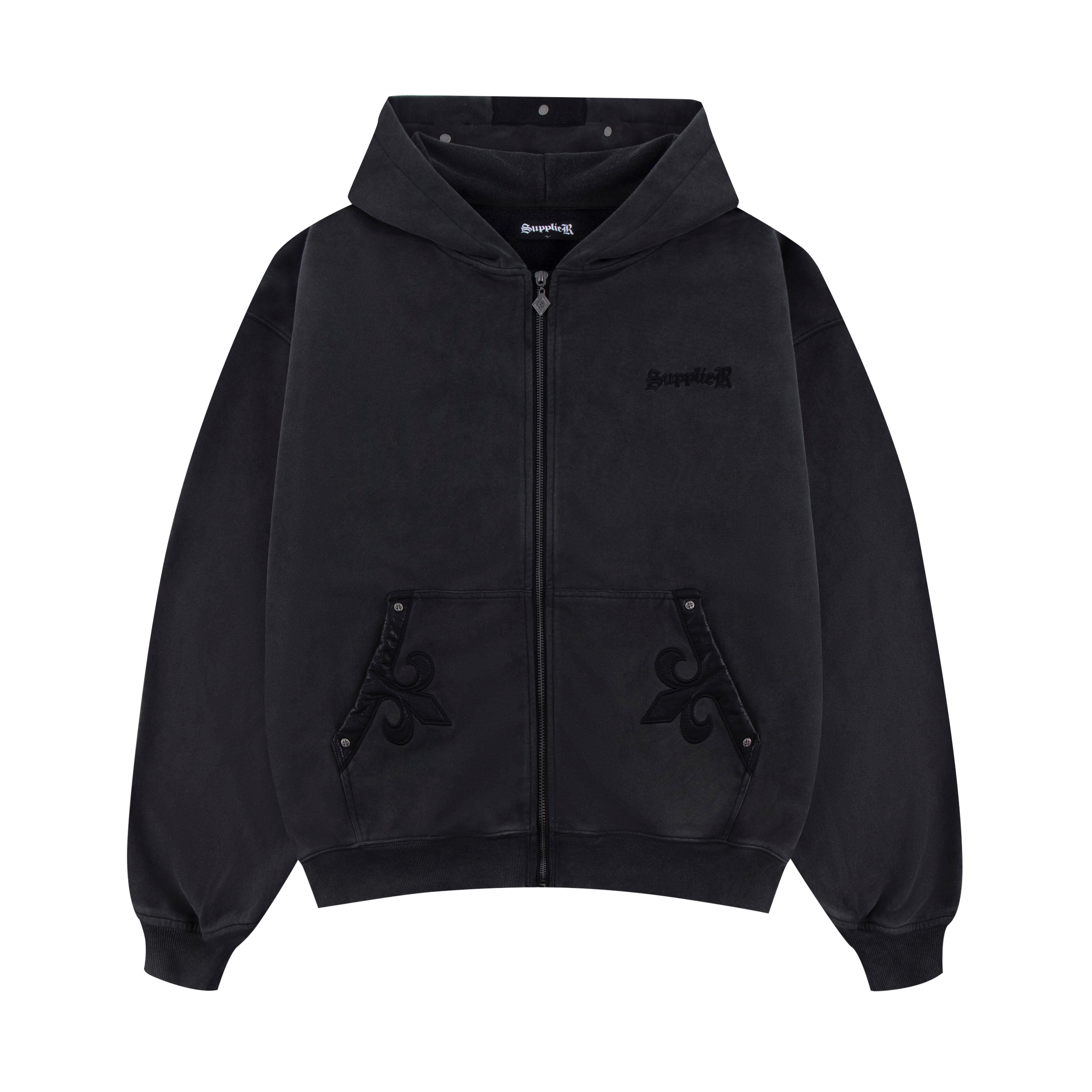 【SUPPLIER】Fleur Leather Patch Zip Hoodie
