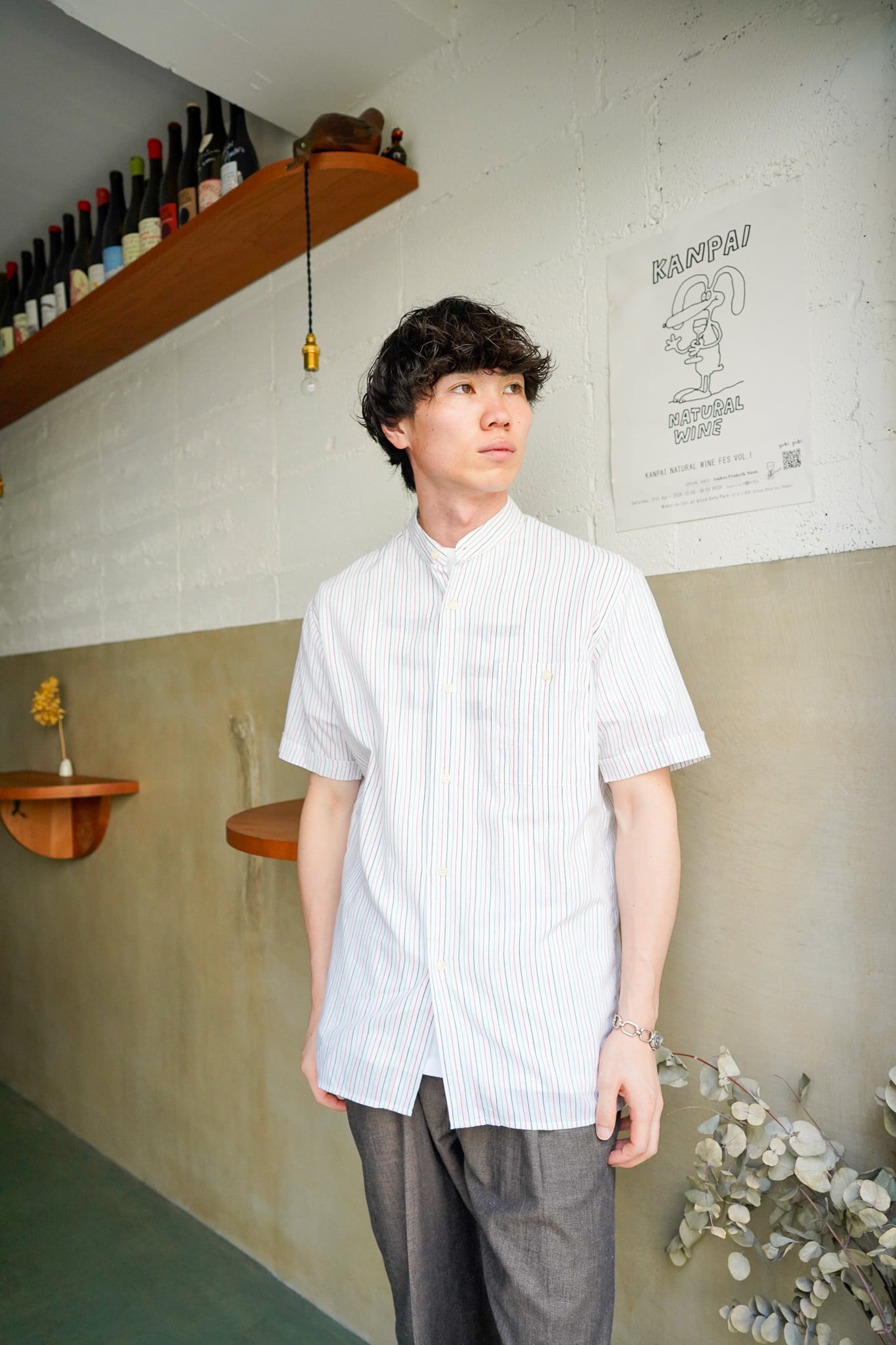 【1990s】"Cotton 100%" Stripe Short Sleeve Shirts / 6-206