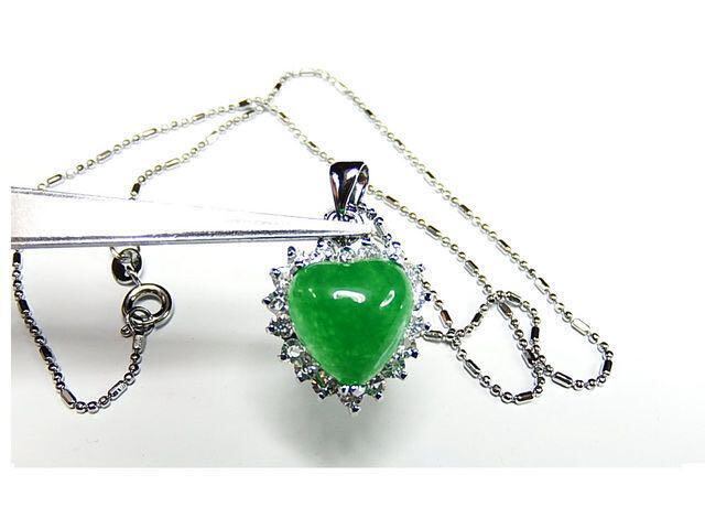天然石3A マレーヒスイ 翡翠 ハート ネックレス | 石街