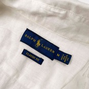 麻100% RALPH LAUREN ラルフローレン BD スキッパー 長袖シャツ リネンシャツ サイズ M /ホワイト