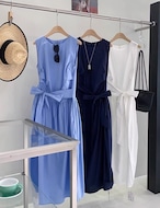 【SALE】Waist-Ribbon Balloon One-piece_3colors