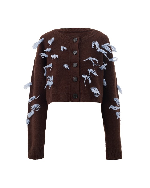 もけもけニットカーディガン Fany　ブラウン