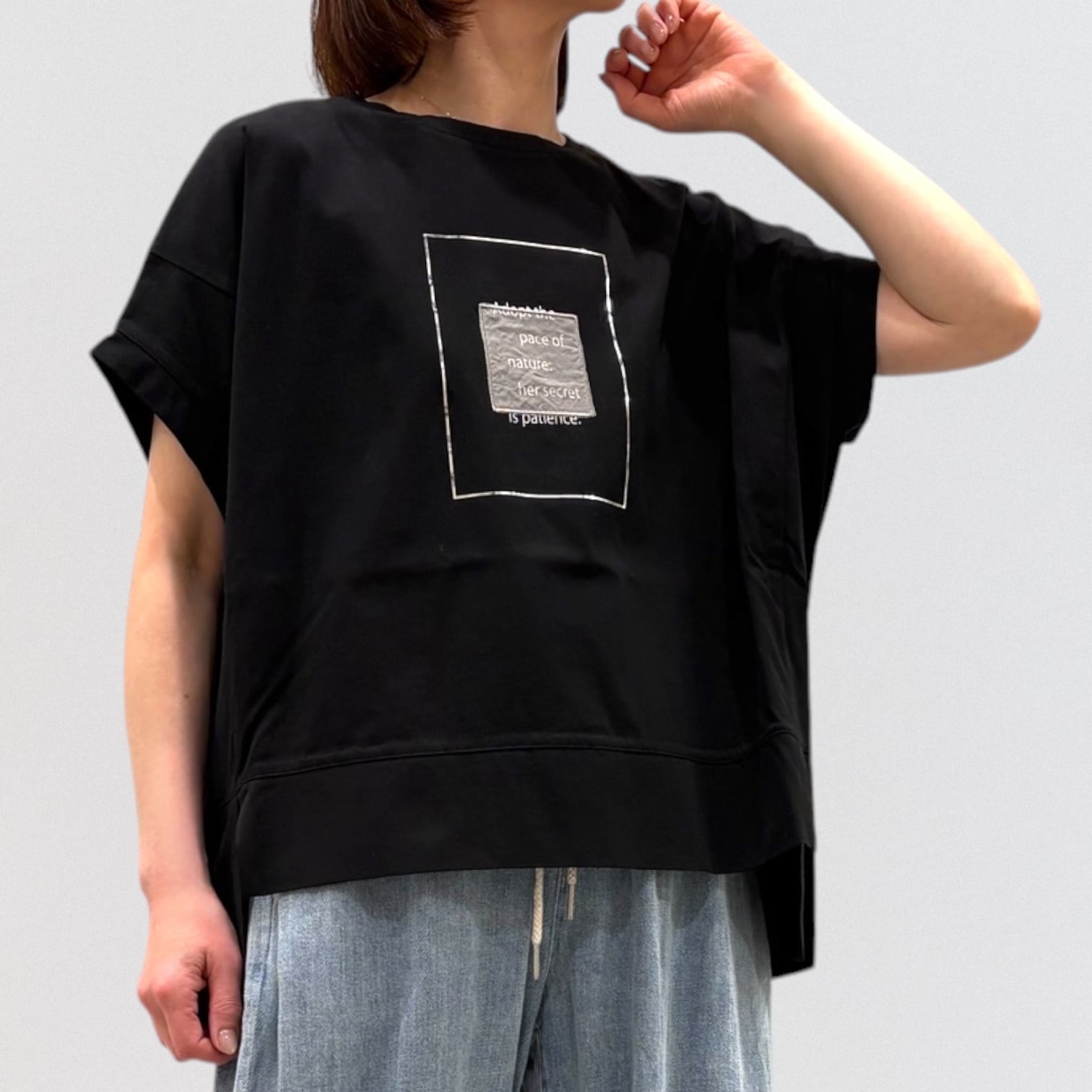 PASSIONE logo x foil print wide pullover | CoCo Cuore