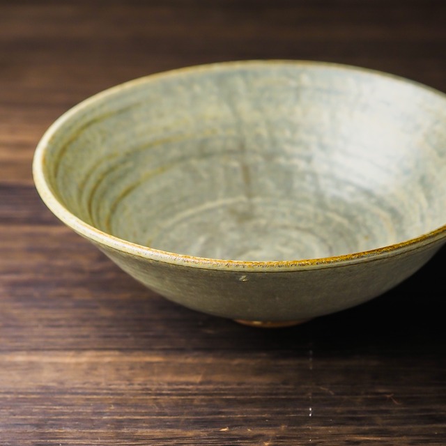 錆浅葱 6寸浅鉢（煮物鉢・浅丼）／吉永哲子