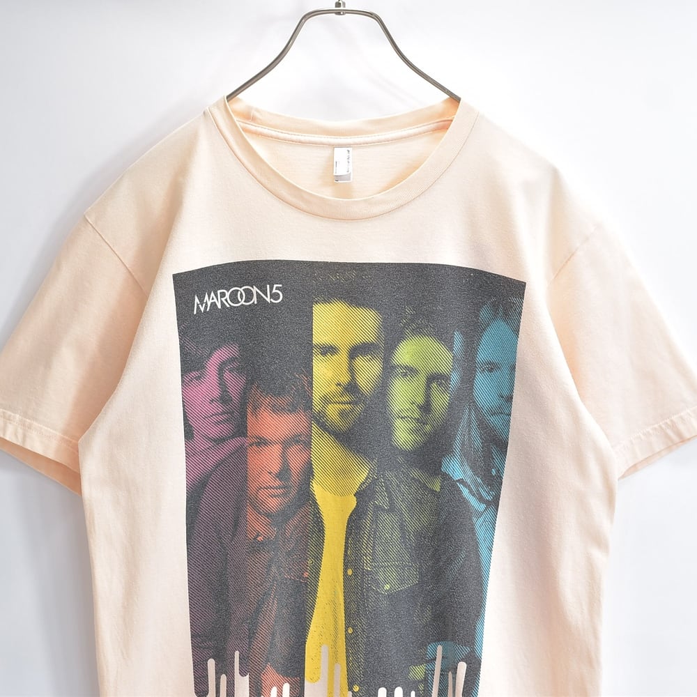 2010s USA製 Maroon 5 Hands All Over Tour プリントTシャツ レインボーカラー ツアー日程 ロックT ヌードベージュ USED ヴィンテージ ビンテージ 古着 メンズ Mサイズ