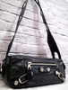 レア◆BALENCIAGA バレンシアガ 男女可 ジャイアントポーチ レザー ショルダー ボディ バッグ 黒x銀◆ ジャイアントスタッズの希少モデル♪
