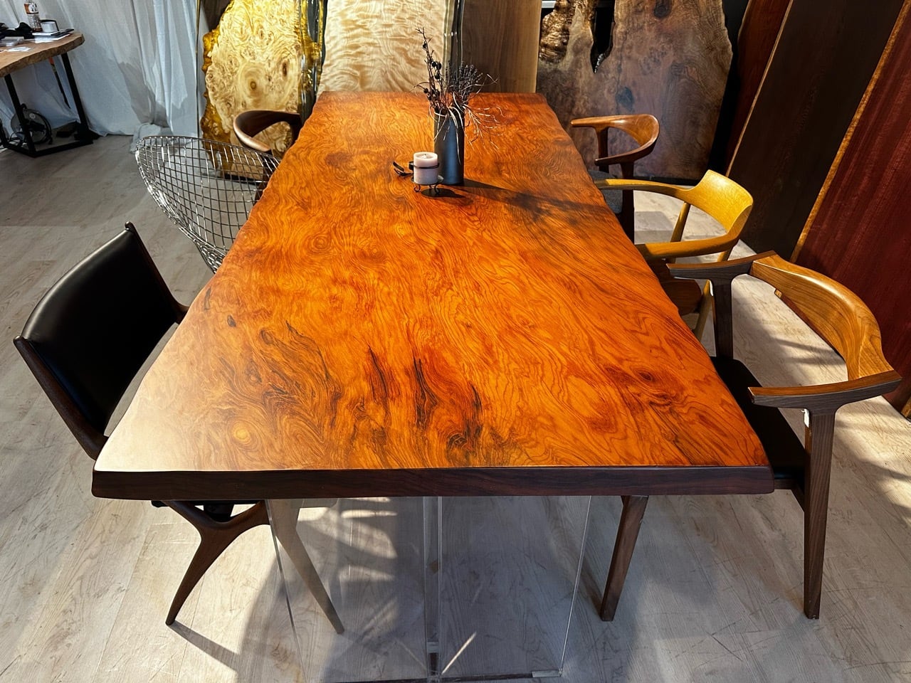 ヴィンテージ   ウッドテーブル　一枚板 ゼブラウッド 一枚板 一枚板ダイニングテーブル | 村上一枚板