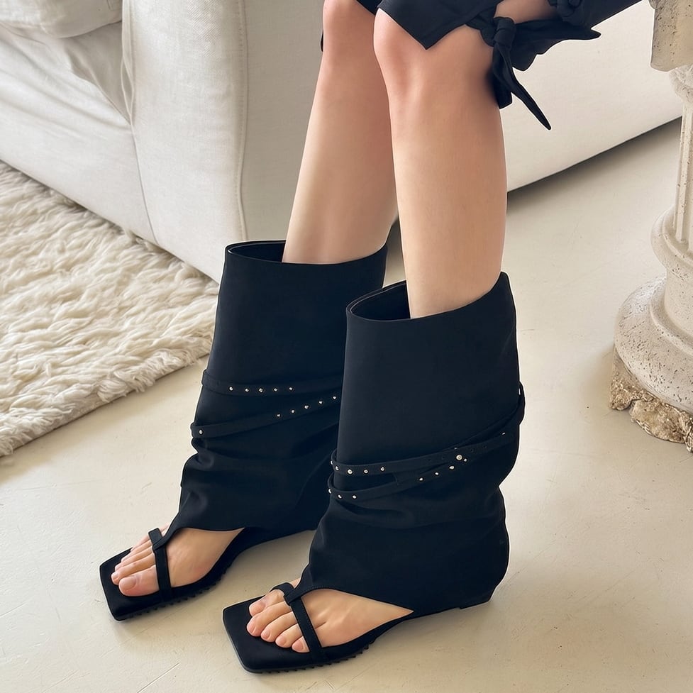 double strap boots sandals / l0619