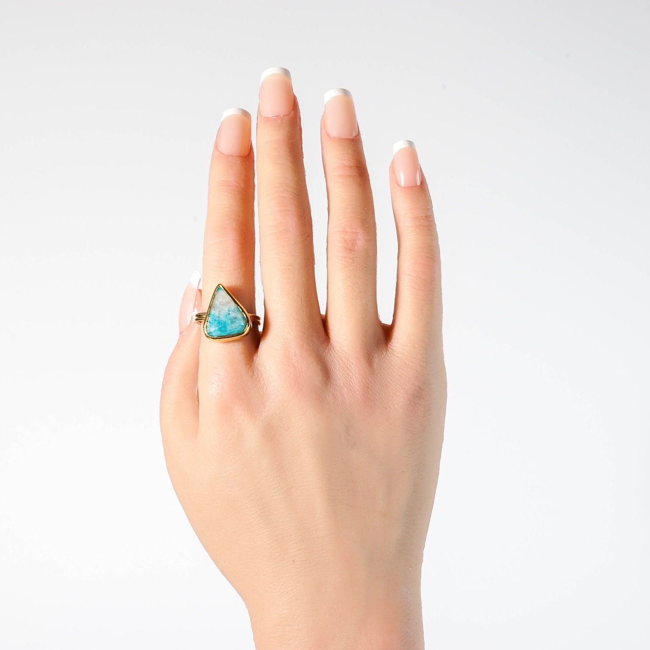 【free size】アマゾナイト インクォーツ リング（No.74)