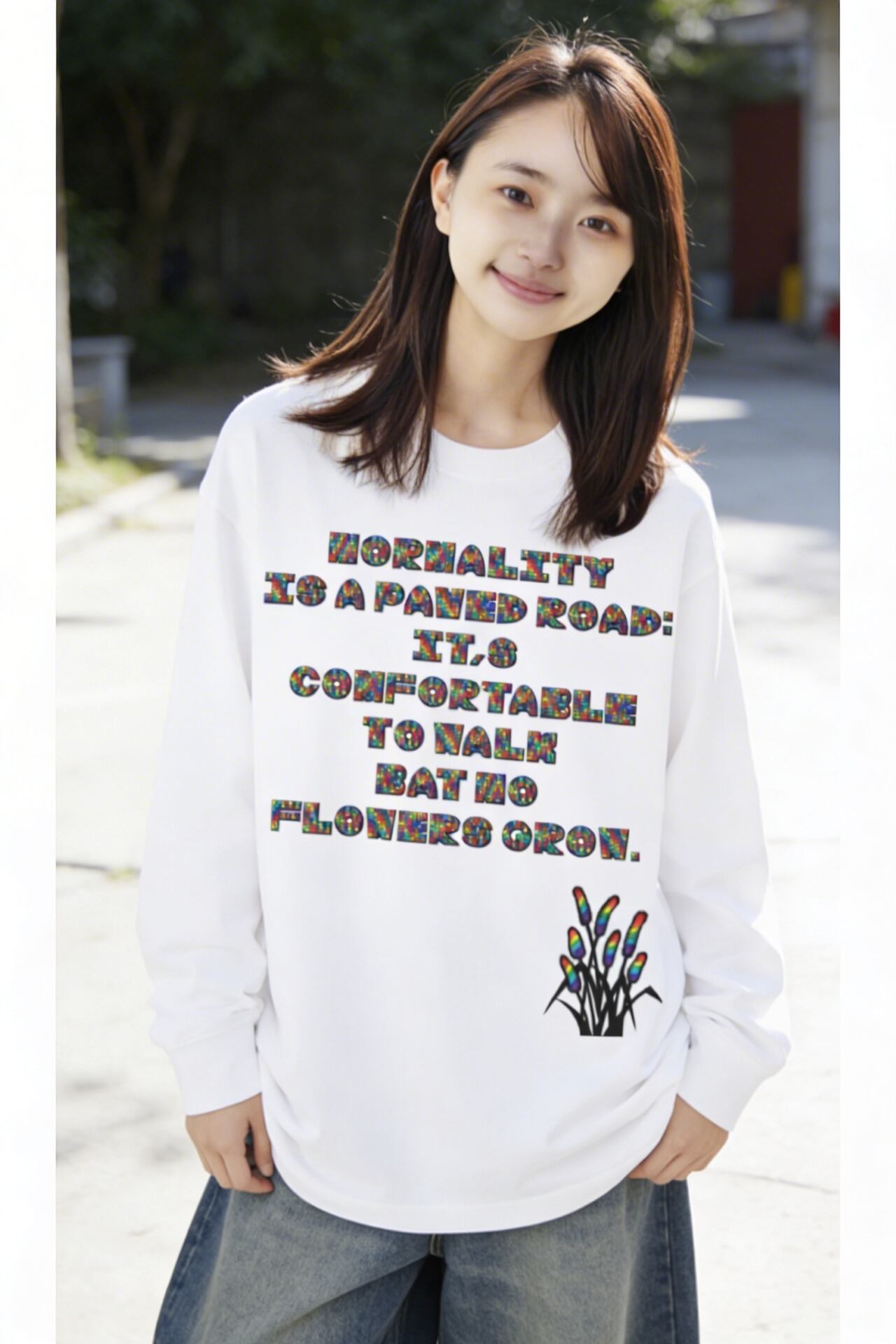 DHD(C)037【長袖Tシャツ（ホワイト）　５歩】