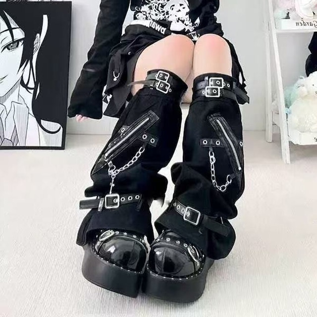 Y2Kゴシック パンクデニムレッグカバー