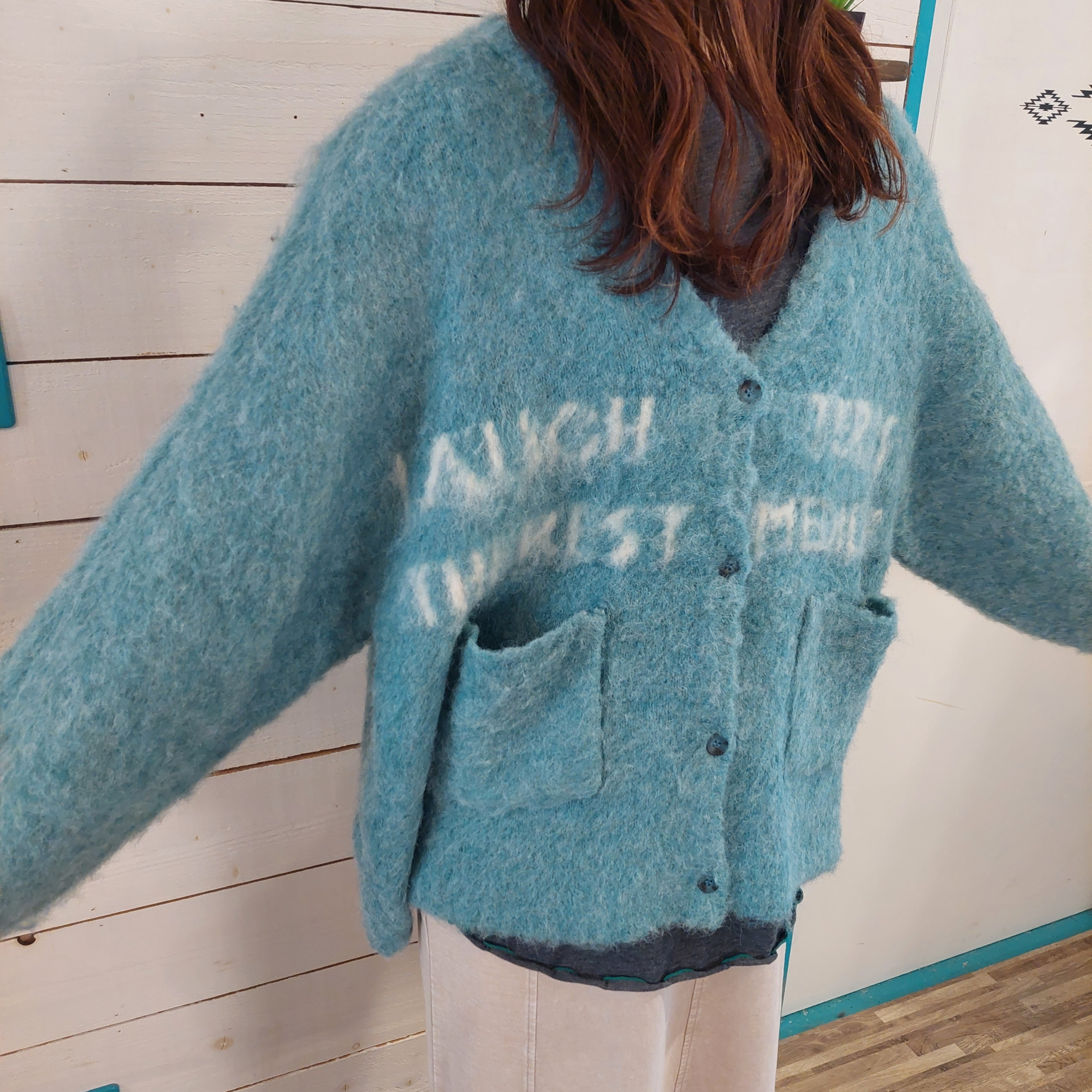 ファーニットふわふわ透かしニットカーディガン 1414 フリーサイズ