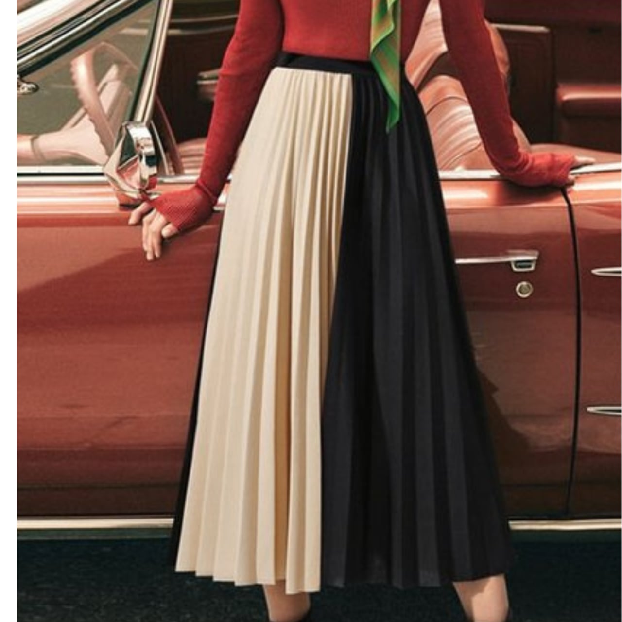 Pleated A-Line Maxi Skirt L00532