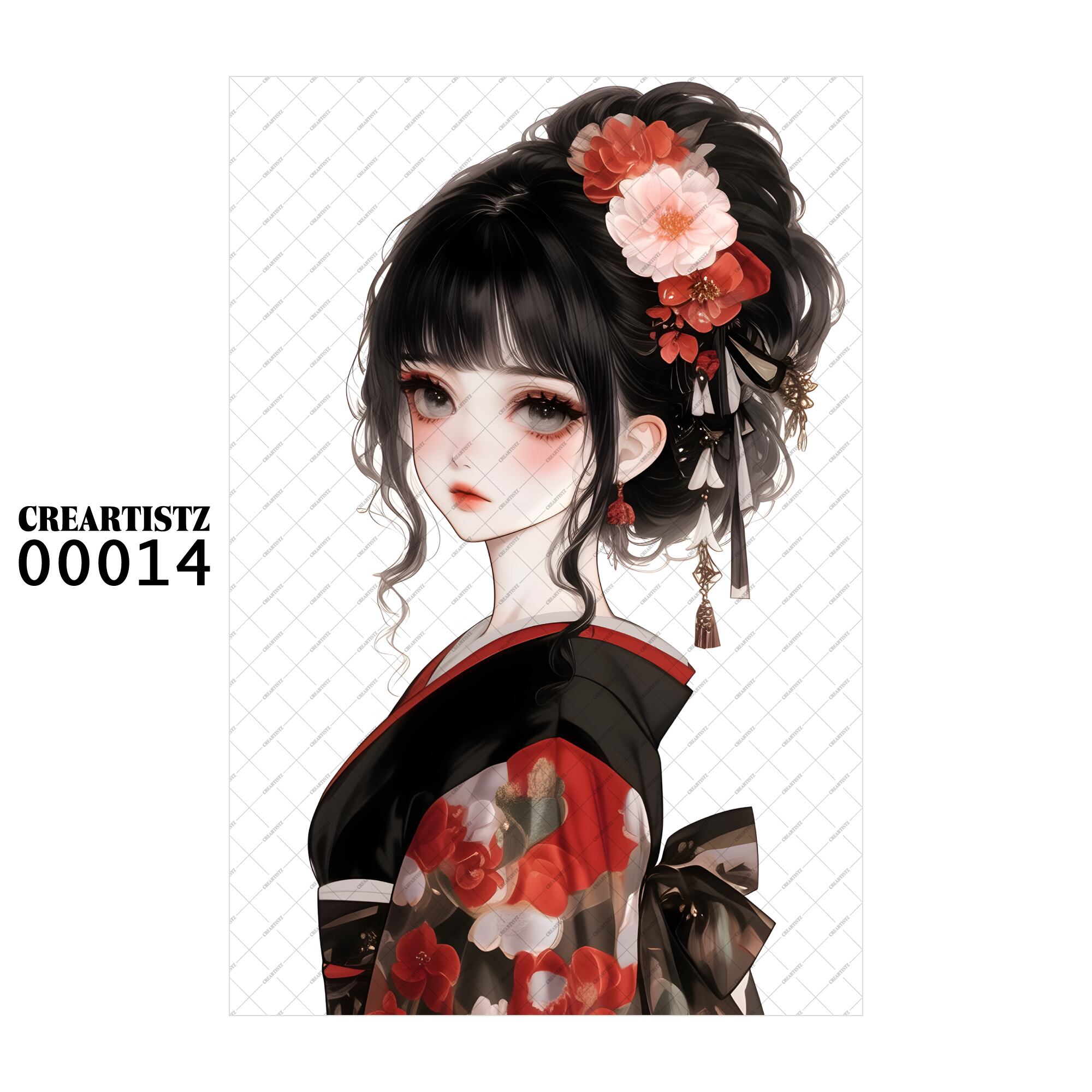 00014 ガール キュート オリジナル ペーパー/ステッカー 4枚セット CREARTISTZ