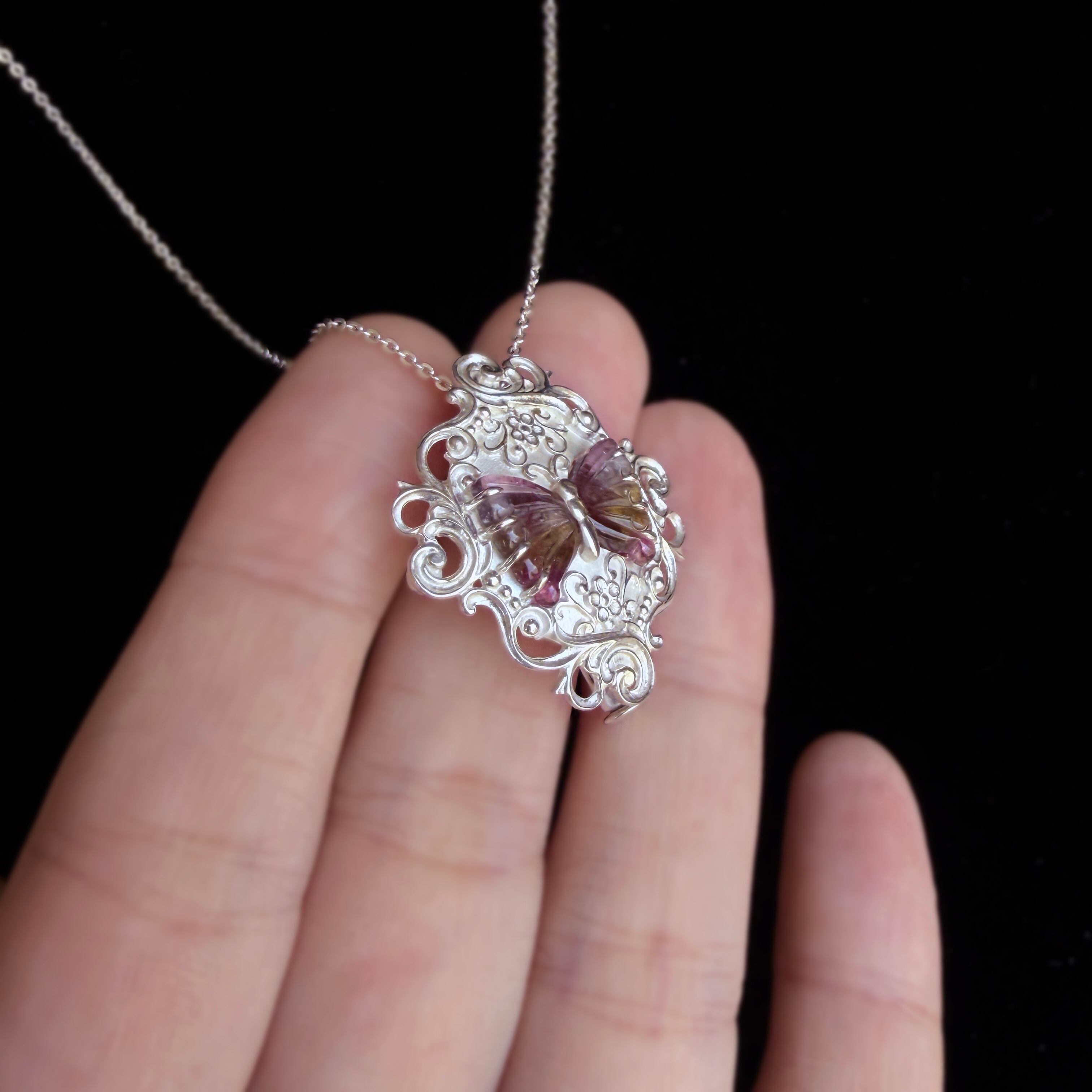 現品 Mila｜ミラ 蝶 トルマリン ブローチ ペンダント (SV925) シルバー