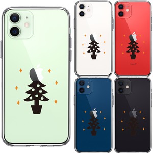【即納】iPhone12 12Pro 12mini Christmas tree クリスマス ツリー クリアケース ハイブリッドケース 側面ソフト 背面ハード カバー