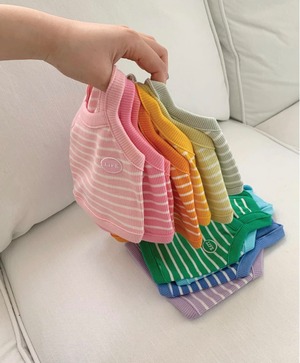 (即納)麦わら帽子Sサイズセット【THEREST OF LIFE】DAYS STRIPE CROP (BABYPINK/Sサイズ)