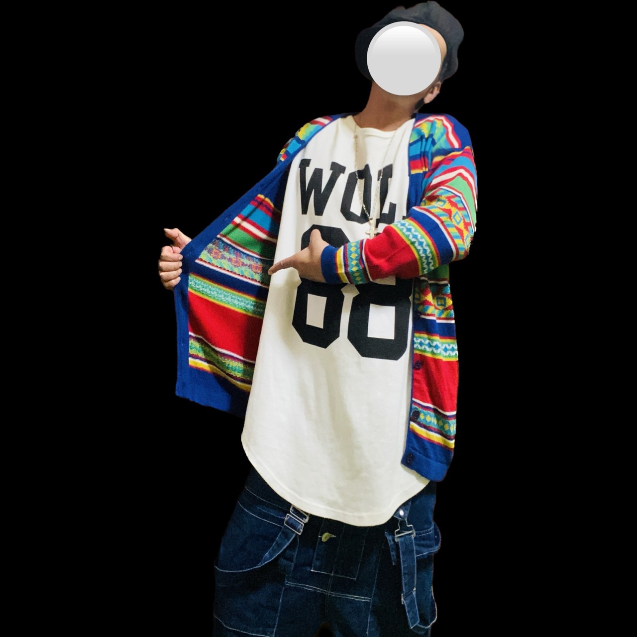 70-80s vintage 美品 アイコニック柄 職人作成 oneoff カーディガン  