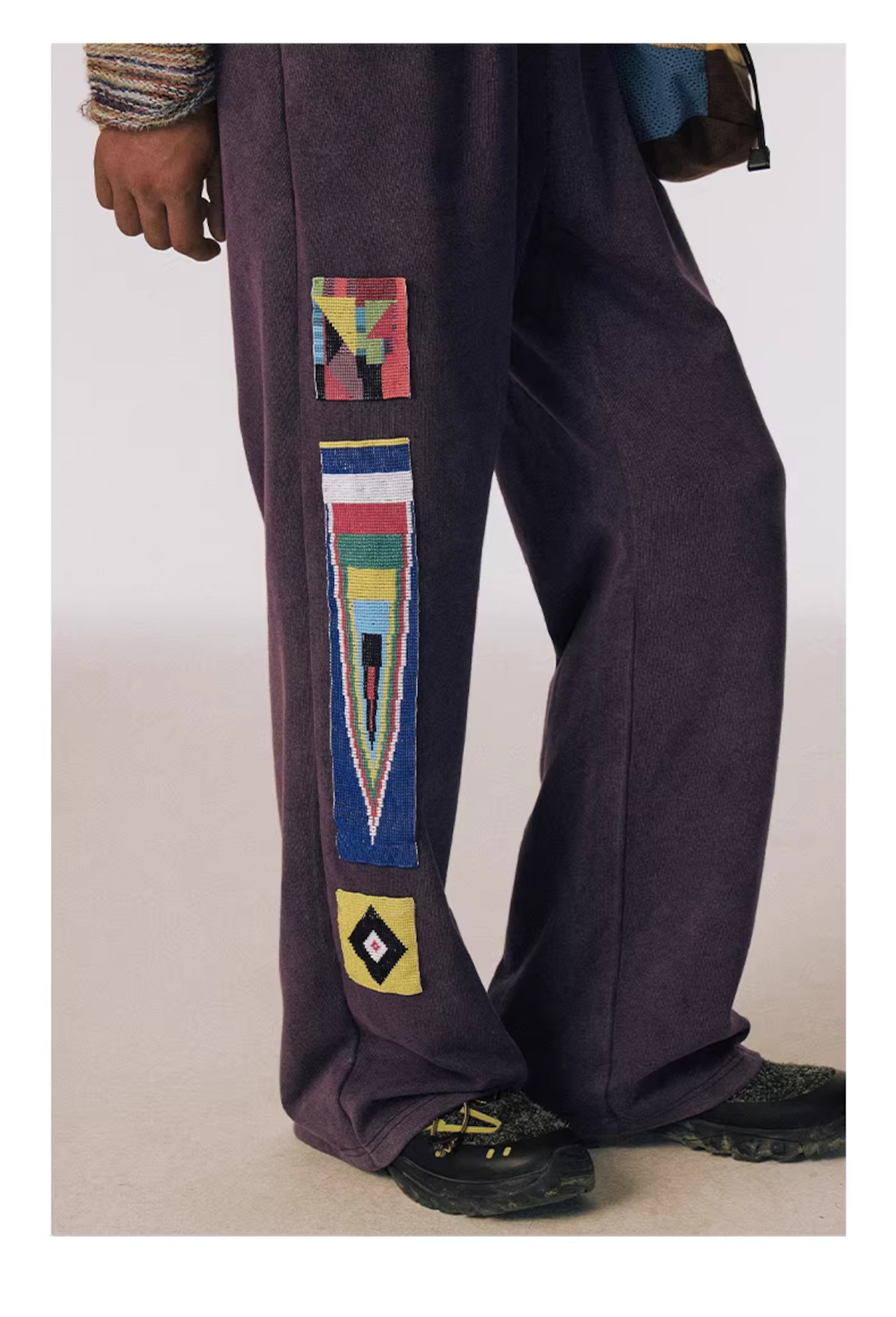 CONP Handmade Beaded Flag Flared Sweatpants
