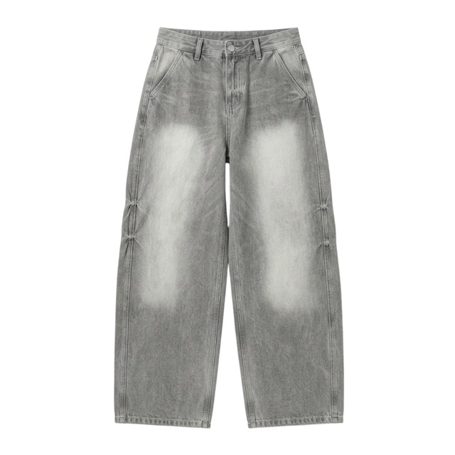 Loose light gray denim pants 0012