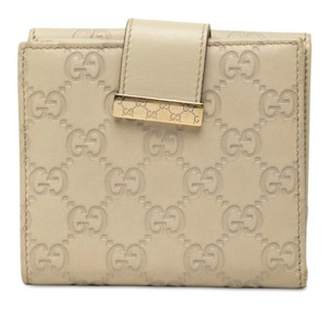 グッチ グッチシマ Wホック 二つ折り財布 212090 アイボリー ホワイト レザー レディース GUCCI 中古