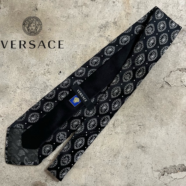【VERSACE】paisleypattern design silk necktie/ヴェルサーチ ペイズリー柄 デザイン シルク ネクタイ/#0730/osaka