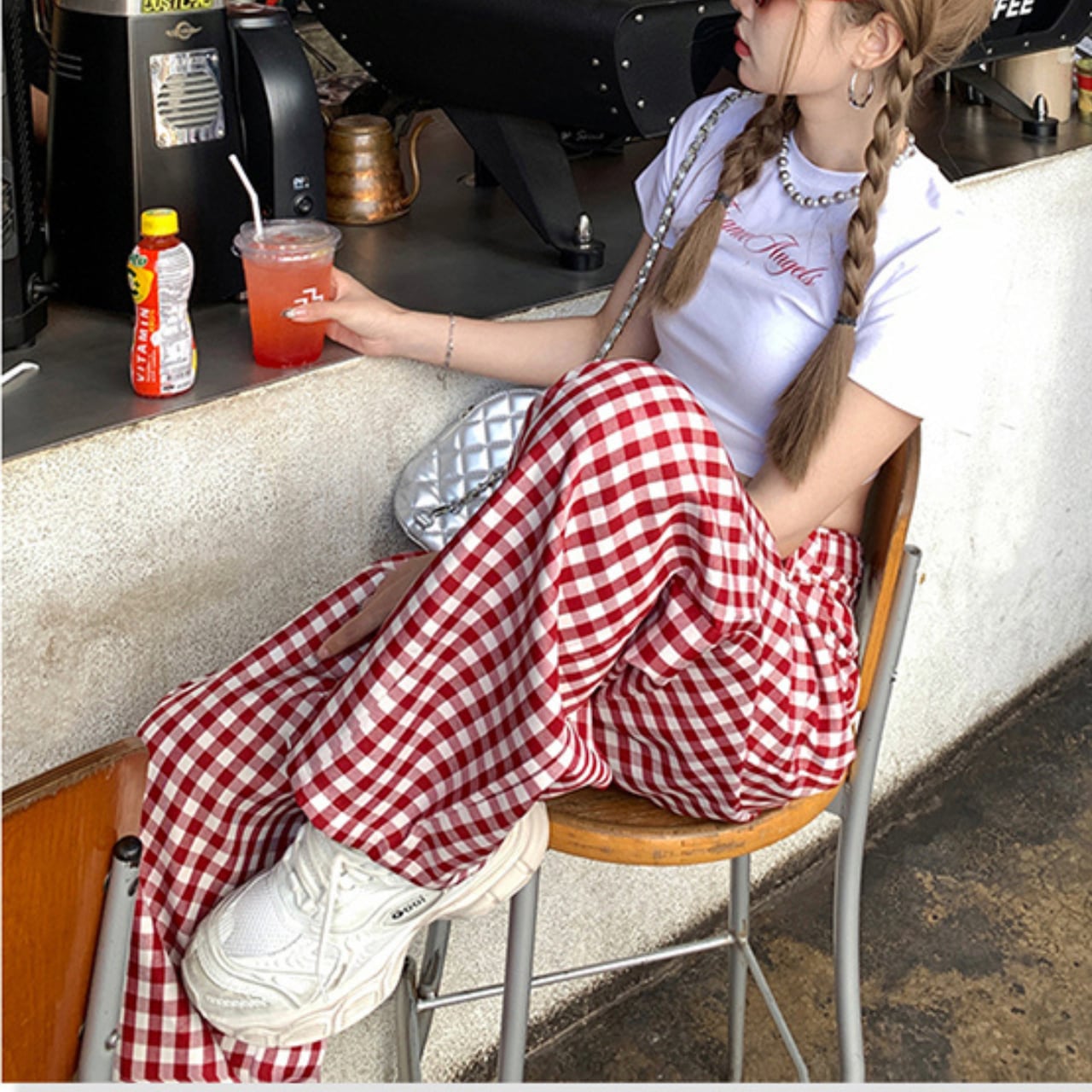 ギンガムチェック ワイドパンツ a46 | Younee