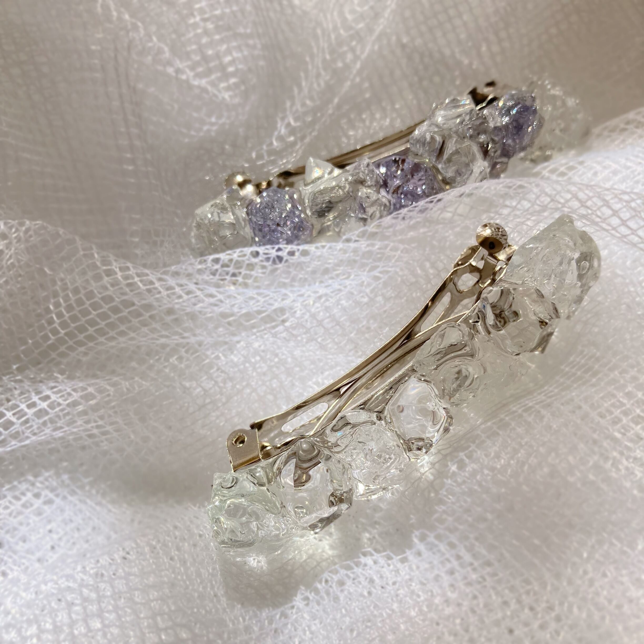 うるうる宝石】バレッタ （clear silver / clear purple） | miyu.miyu